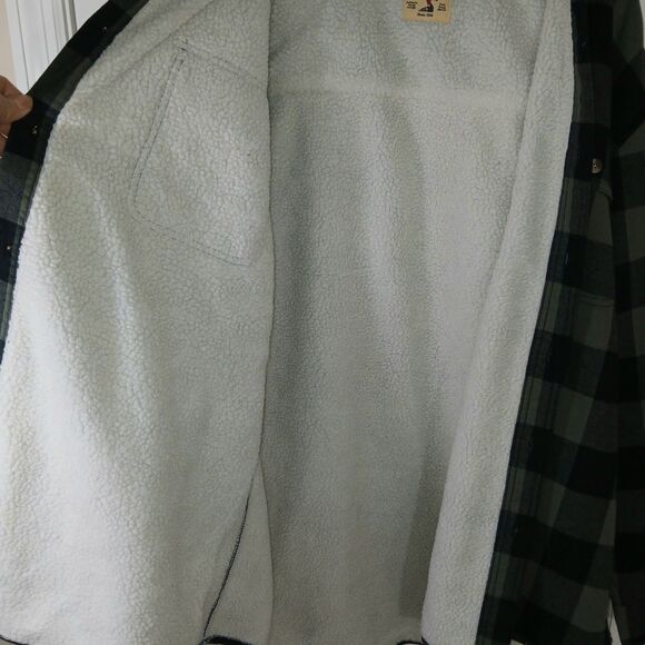 RedHead Flannel Jacket Mens XL Plaid Sherpa Button Down Shacket Black/Green NWTs - Picture 9 of 15